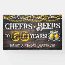 Cheers and Beers to 60 Years Birthday Party Banner