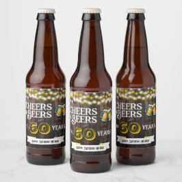 Cheers and Beers to 60 Years Rustic Birthday Bierflaschenetikett