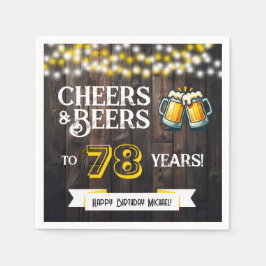 Cheers and Beers to 78 Years Rustic Birthday Party Serviette