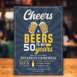 Cheers and Beers to my 50 Years, Any Birthday Einladung