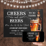 Cheers and Bers 30. Geburtstag Rustikal Einladung<br><div class="desc">Biersorten und Biersorten zum Geburtstag. Einfach zu personalisieren. Alle Texte sind individuell einstellbar und lassen sich für Ihr eigenes Party leicht ändern. Chalkboard und rustikale Hintergrundelemente. Fun Chalkboard Wirbel und Schnörkel. Tasse von Aquarellbier. Einladungen für ihn. Bar oder Hinterhof GRILLEN Geburtstagsdesign. Jedes Alter,  ändern Sie einfach den Text.</div>