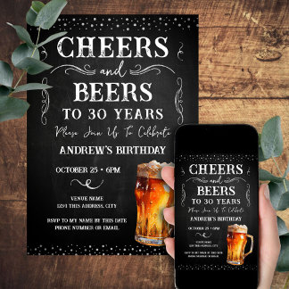 Cheers and Bers 30. Geburtstagskarte Einladung