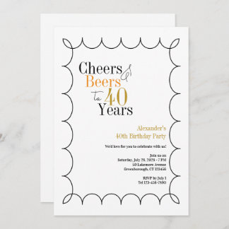 Cheers and Bers 40. Geburtstag Party Wavy Border Einladung