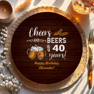 Cheers and Bers 40. Geburtstag Rustikal Pappteller