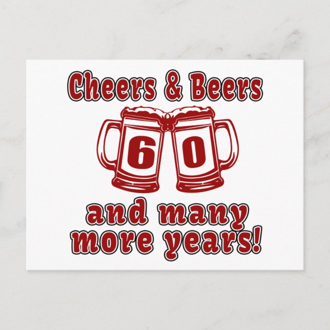 Cheers and Bers 60 Geburtstagsgeschmacksmuster Postkarte (Vorderseite)