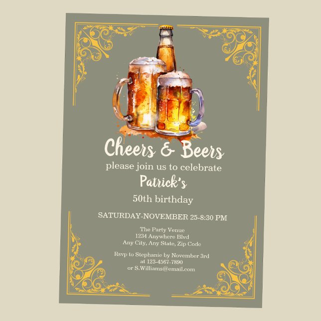 Cheers and Bers Glass Flasche 50. Geburtstag Einladung (Von Creator hochgeladen)