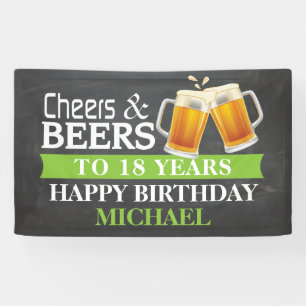 Cheers and Bers Happy 18. Geburtstag Banner Grün