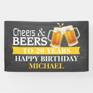 Cheers and Bers Happy 20. Geburtstag Banner Gelb