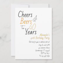 Cheers and Bers Minimal 40. Geburtstag Party