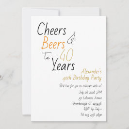 Cheers and Bers Minimal 40. Geburtstag Party Einladung