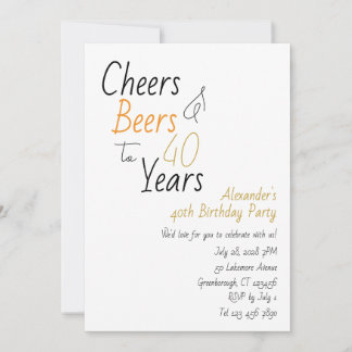 Cheers and Bers Minimal 40. Geburtstag Party Einladung