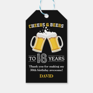 Cheers and Bers to 18 Years Gift Tags Geschenkanhänger