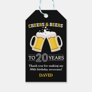 Cheers and Bers to 20 Years Gift Tags Geschenkanhänger
