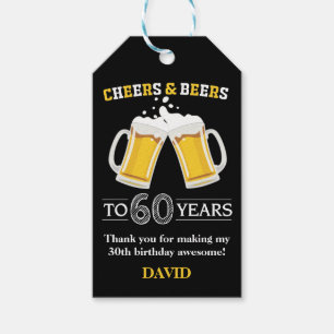 Cheers and Bers to 60 Years Gift Tags Geschenkanhänger