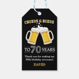 Cheers and Bers to 70 Years Gift Tags Geschenkanhänger