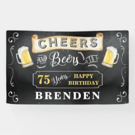 Cheers and Bers to 75 Years Birthday Party Banner