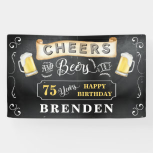 Cheers and Bers to 75 Years Birthday Party Banner