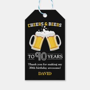 Cheers and Bers to 90 Years Gift Tags Geschenkanhänger
