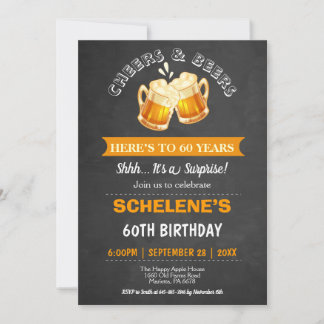 Cheers and Bers Überraschung 60. Geburtstagskarte Einladung
