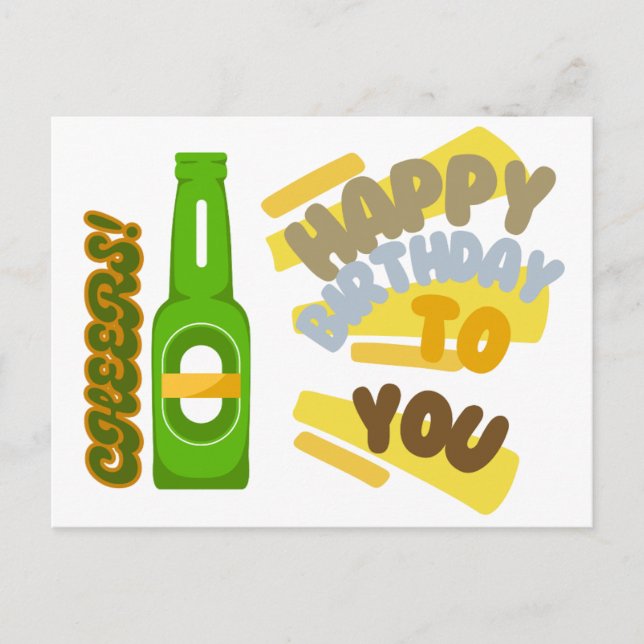 Cheers and Happy Birthday Postkarte (Vorderseite)