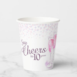 Cheers Aquarellpinken Champagner Jubiläum Pappbecher