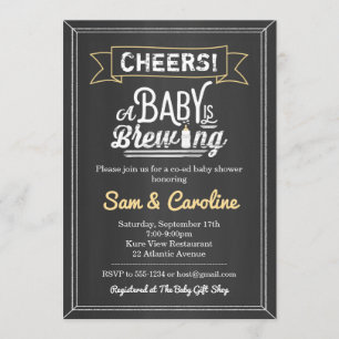 Cheers Baby Brewing Chalkboard Babydusche Einladung