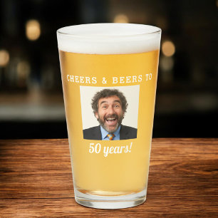 Cheers & Beers 50 Jahre altes Geburtstags-Foto Glas