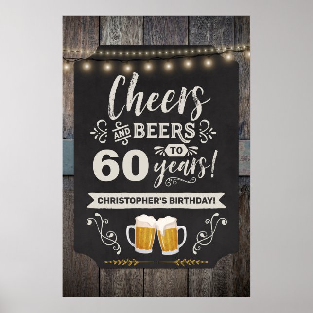Cheers & Beers 60. Begrüßungszeichen 20 x 30 Poster (Vorne)