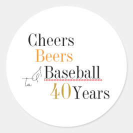 Cheers Beers and Baseball 40th Birthday Party Runder Aufkleber