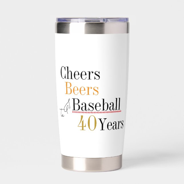 Cheers Beers and Baseball 40th Birthday Party Thermobecher (Vorderseite)
