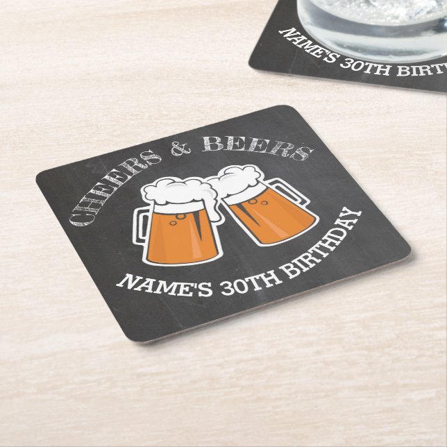 Cheers Beers Birthday Coaster Mats Chalk Beer Rechteckiger Pappuntersetzer (angewinkelt)