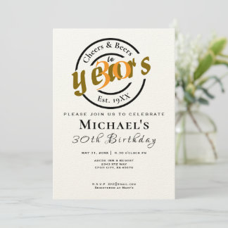 Cheers Beers Birthday Invite - Custom Party Design Einladung