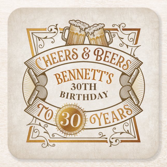 Cheers Beers Birthday Rechteckiger Pappuntersetzer (Vorderseite)