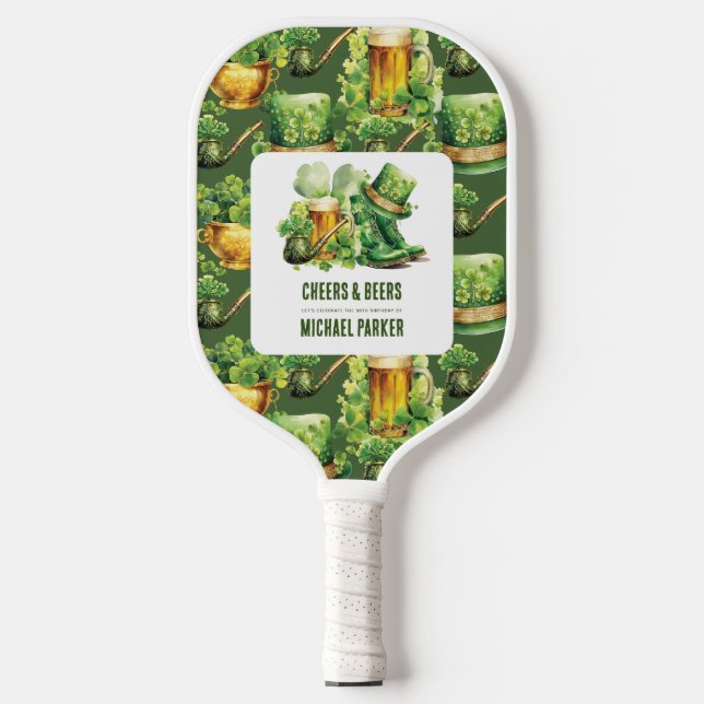 Cheers Beers Birthday St Patrick's Day Pickleball Schläger (Vorderseite)