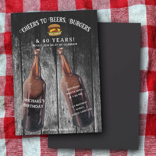 Cheers Beers Burgers 40. Bier-Geburtstagsfeier Einladung
