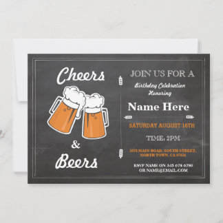 CHEERS & BEERS Geburtstagsparty jeden Alters Chalk Einladung