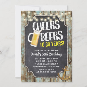 Cheers & Beers Gold Anchor Vintage 30. Geburtstag Einladung