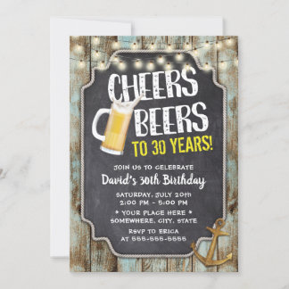 Cheers & Beers Gold Anker Vintag 30. Geburtstag Einladung