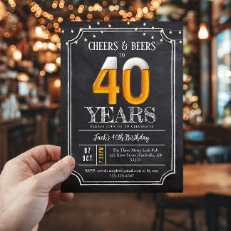 Cheers & Beers Herren 40. Geburtstagseinladung Einladung
