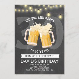 Cheers & Beers Man Birthday Chalkboard Jar Lights Einladung