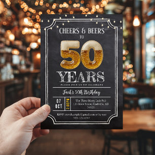 Cheers & Beers Männer 50. Geburtstagseinladung Einladung