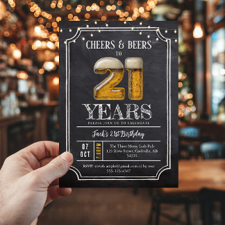 Cheers & Beers Men's 21st Birthday Invitation Einladung