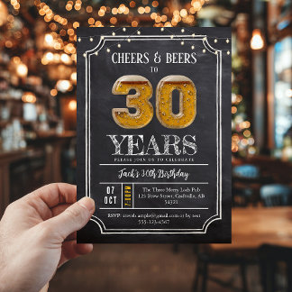 Cheers & Beers Men's 30th Birthday Invitation Einladung