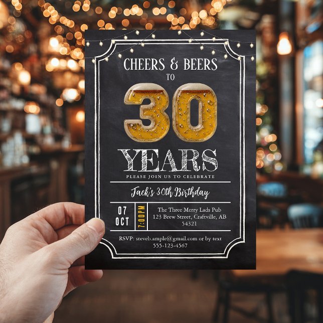 Cheers & Beers Men's 30th Birthday Invitation Einladung (30th birthday invite)