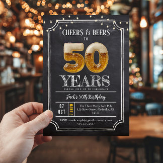 Cheers & Beers Men's 50th Birthday Invitation Einladung