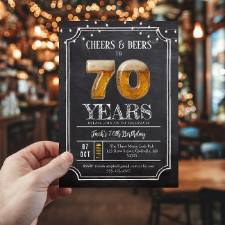 Cheers & Beers Men's 70th Birthday Invitation Einladung