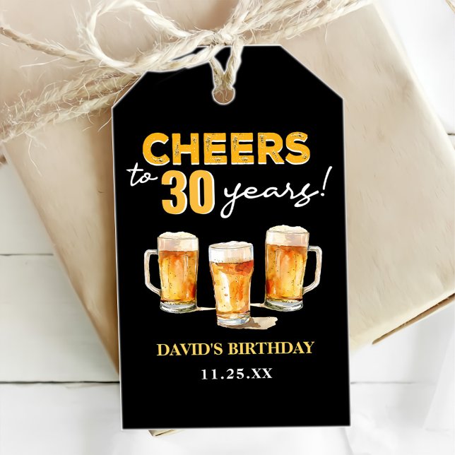 Cheers & Beers Mens Funny 30. Geburtstag Geschenkanhänger (Von Creator hochgeladen)