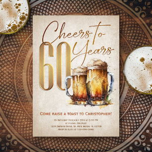 Cheers & Beers Mens Funny 60. Geburtstag Einladung