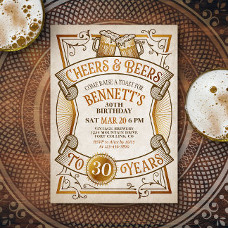 Cheers Beers Mens Funny Birthday Einladung