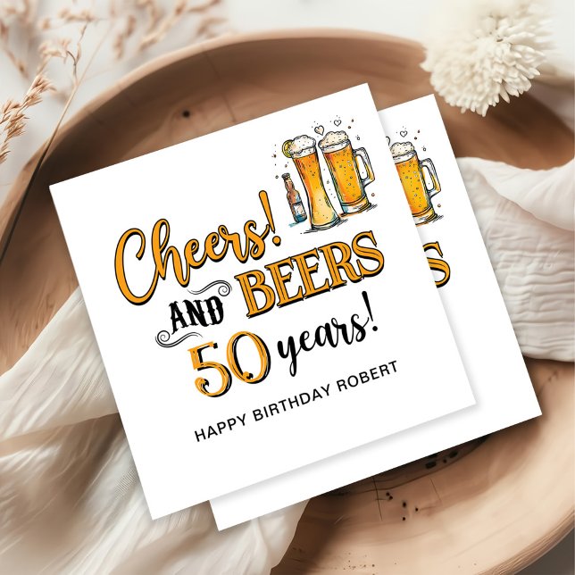 Cheers & Beers Mens Funny Birthday Serviette (Von Creator hochgeladen)